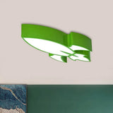 Colorful Rocket Led Flushmount Ceiling Light - Children’s Style Lighting Green