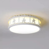 Colorful Round Ceiling Light For Kindergarten With Acrylic Flush Mount White