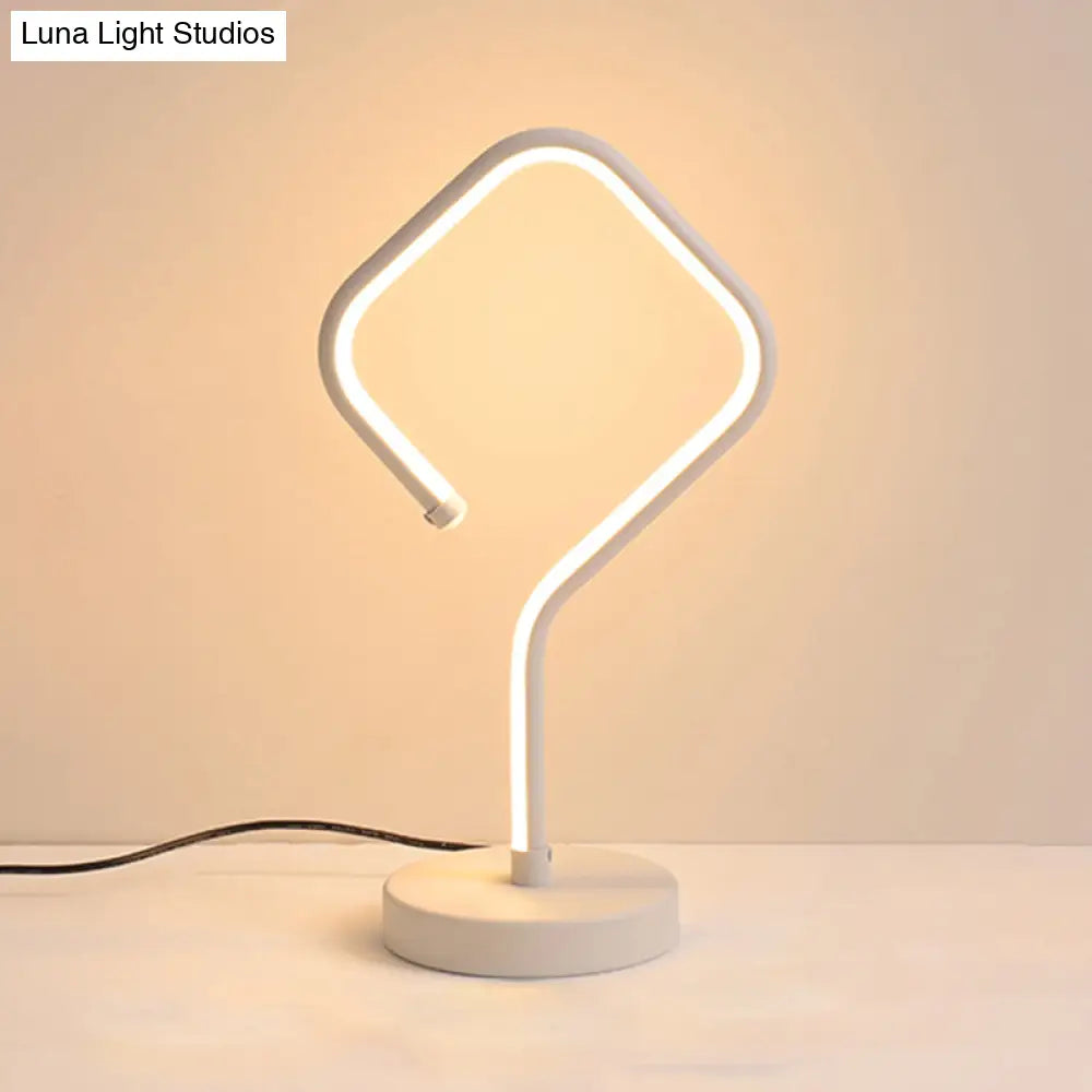 Compact White Led Desk Lamp With Acrylic Shade In Warm/White Light - Minimalist Table