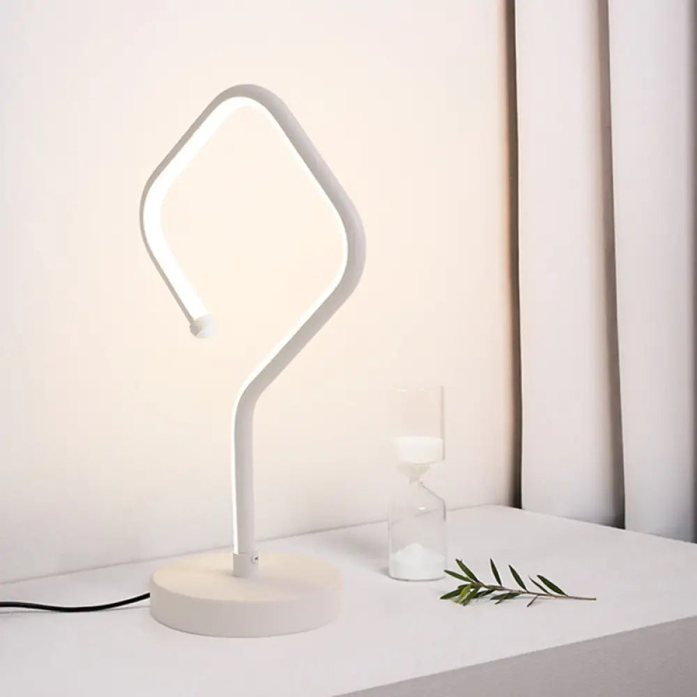 Compact White Led Desk Lamp With Acrylic Shade In Warm/White Light - Minimalist Table /