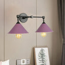 Cone-Shaped Antique Two-Light Metal Wall Sconce Lamp For Living And Dining Rooms Purple