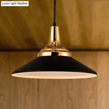 Conic Metal Pendant Lighting - Nordic Style 1 Light Black/White 9.5’/14’ Width