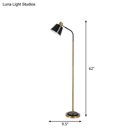 Conic Rotatable Reading Floor Light - Nordic Metal Lamp In Black/White Brass Finish