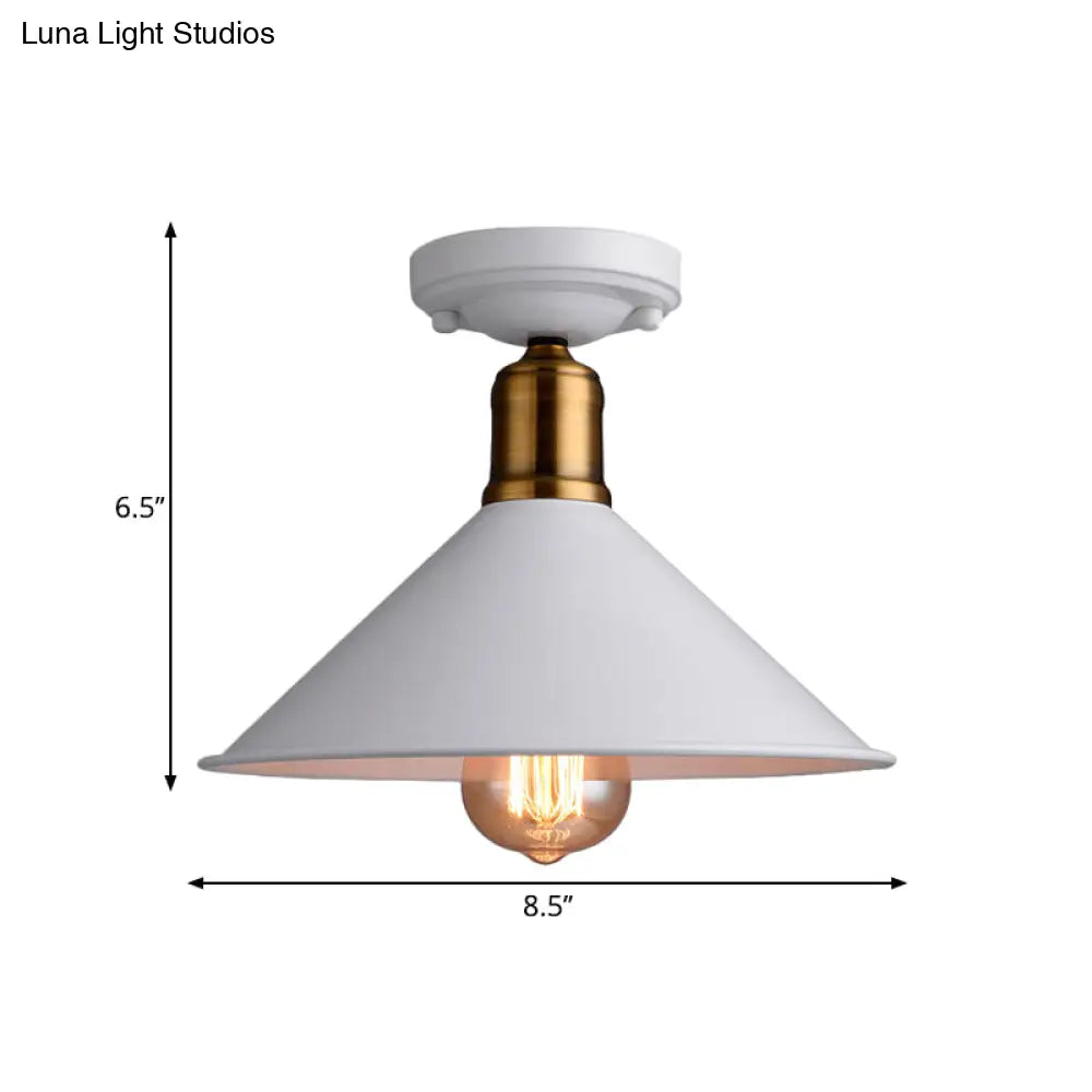 Conic Semi - Flush Mount Vintage Light - Stylish Black/White Metallic Ceiling Lighting