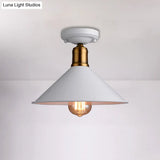 Conic Semi - Flush Mount Vintage Light - Stylish Black/White Metallic Ceiling Lighting