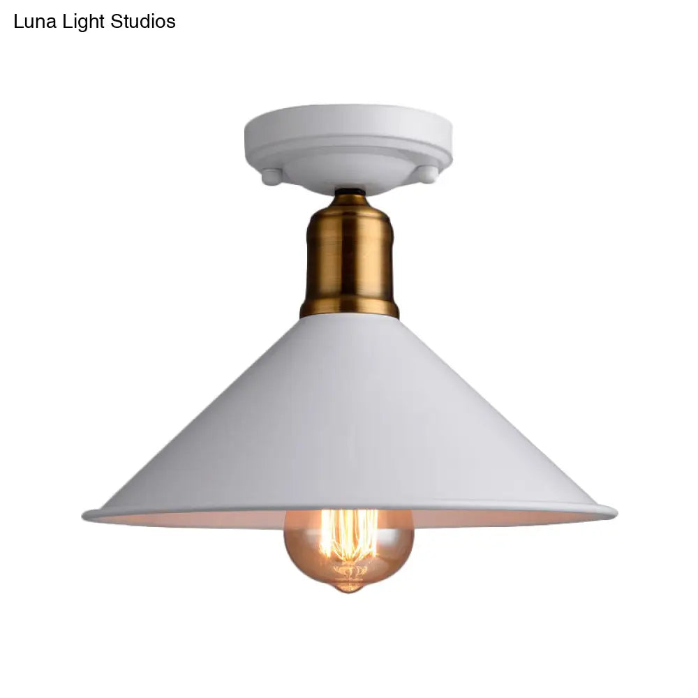 Conic Semi - Flush Mount Vintage Light - Stylish Black/White Metallic Ceiling Lighting