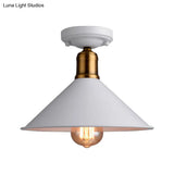 Conic Semi - Flush Mount Vintage Light - Stylish Black/White Metallic Ceiling Lighting