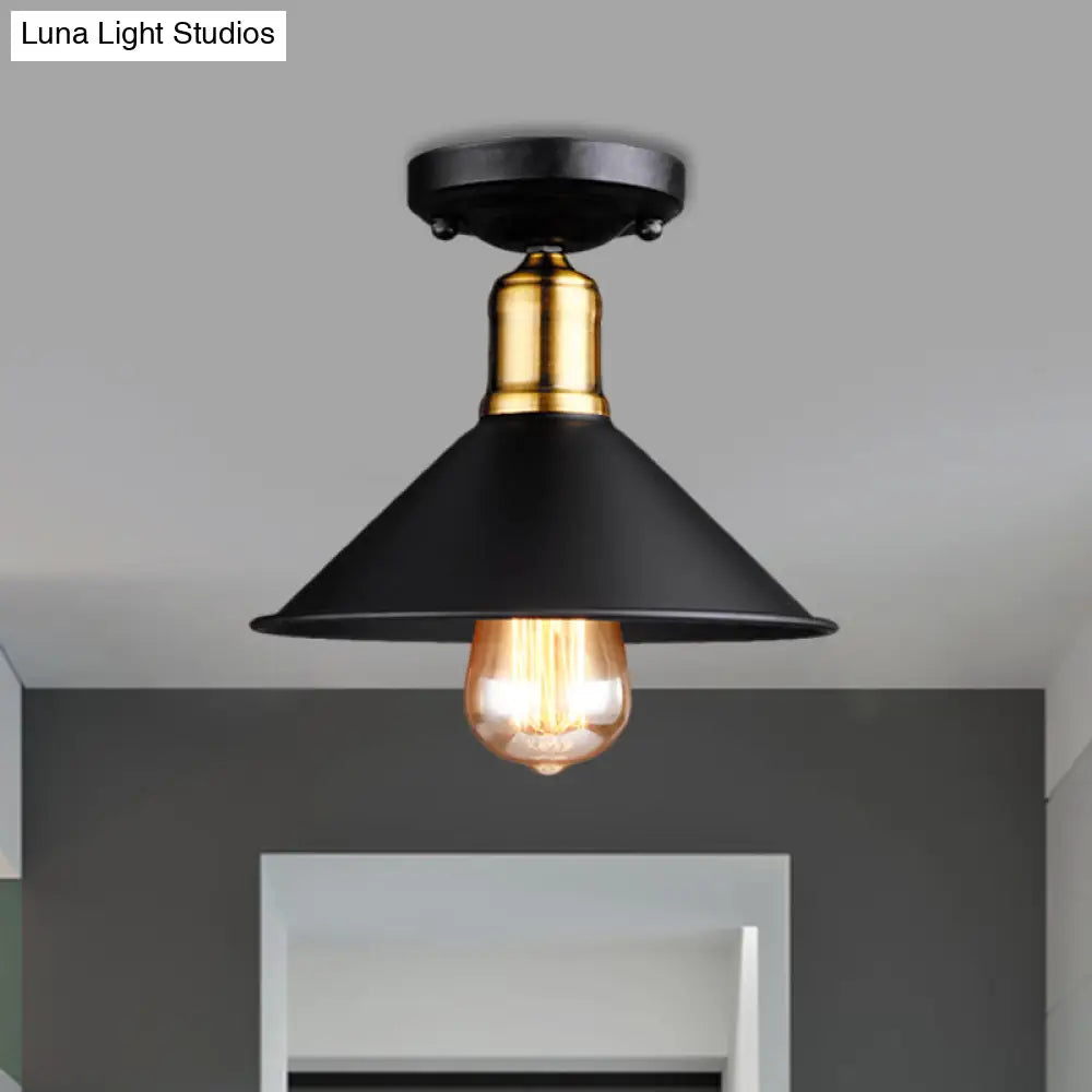 Conic Semi - Flush Mount Vintage Light - Stylish Black/White Metallic Ceiling Lighting