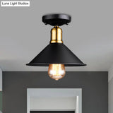 Conic Semi - Flush Mount Vintage Light - Stylish Black/White Metallic Ceiling Lighting