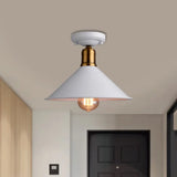 Conic Semi - Flush Mount Vintage Light - Stylish Black/White Metallic Ceiling Lighting White