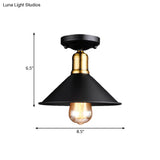 Conic Semi - Flush Mount Vintage Light - Stylish Black/White Metallic Ceiling Lighting
