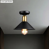 Conic Semi - Flush Mount Vintage Light - Stylish Black/White Metallic Ceiling Lighting