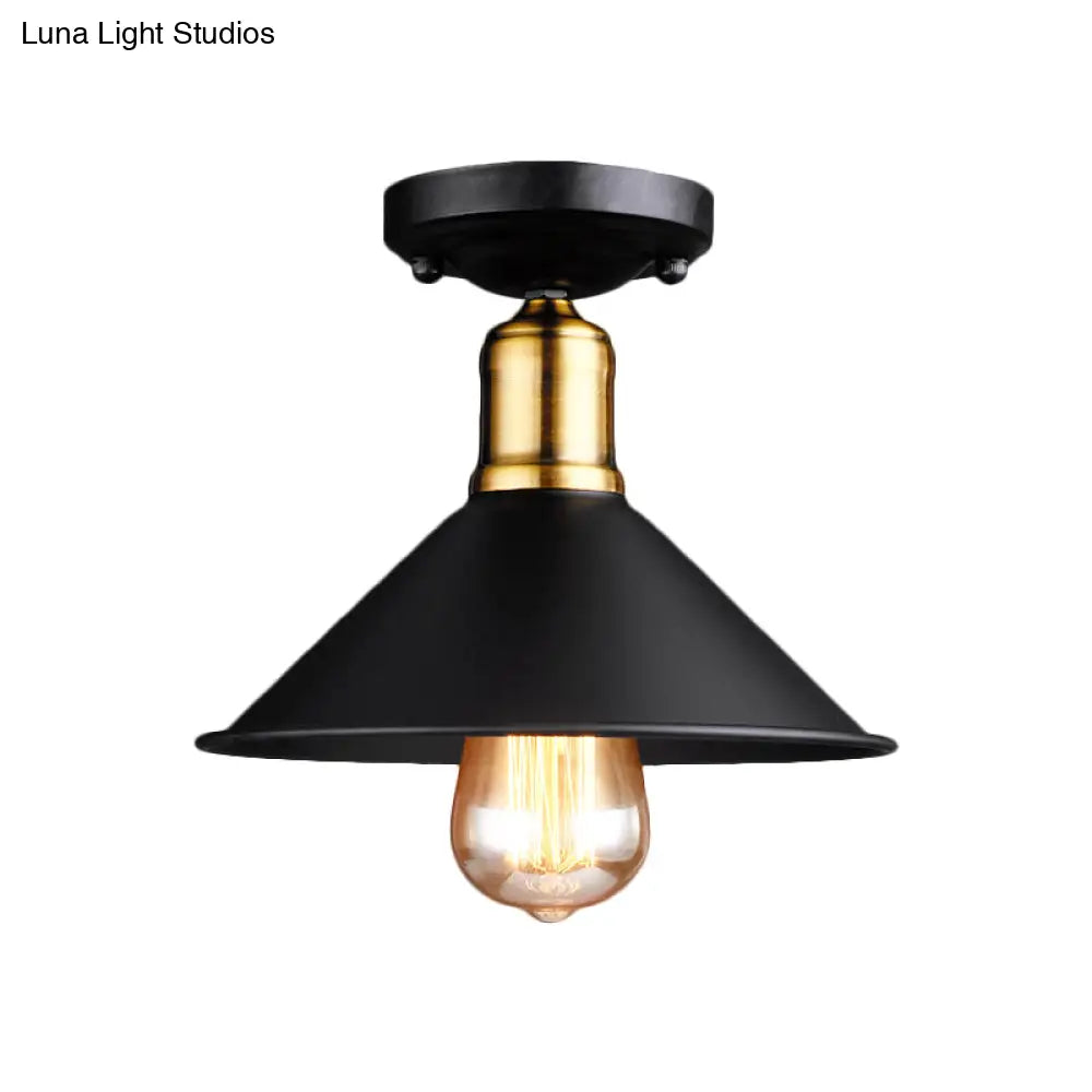 Conic Semi - Flush Mount Vintage Light - Stylish Black/White Metallic Ceiling Lighting
