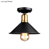 Conic Semi - Flush Mount Vintage Light - Stylish Black/White Metallic Ceiling Lighting
