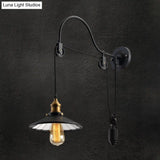 Conical Bedside Pulley Wall Light - Industrial Metal Black Lamp With Gooseneck Arm