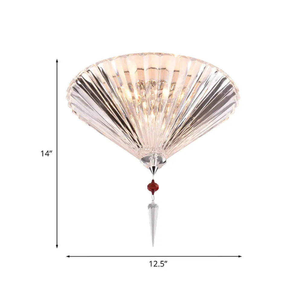 Conical Ceiling Mounted Light With Clear Faceted Crystal: Simple And Sufficient Lighting For