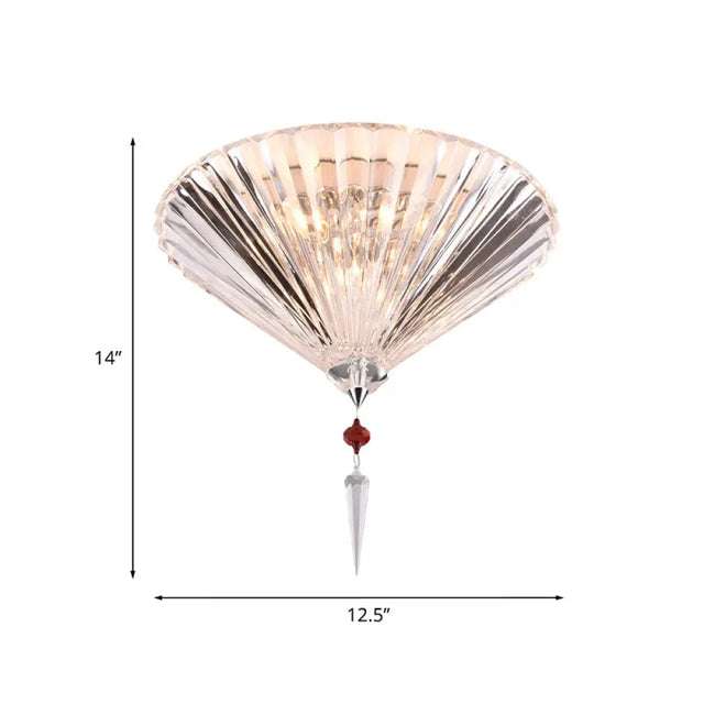Conical Ceiling Mounted Light With Clear Faceted Crystal: Simple And Sufficient Lighting For