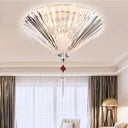 Conical Ceiling Mounted Light With Clear Faceted Crystal: Simple And Sufficient Lighting For