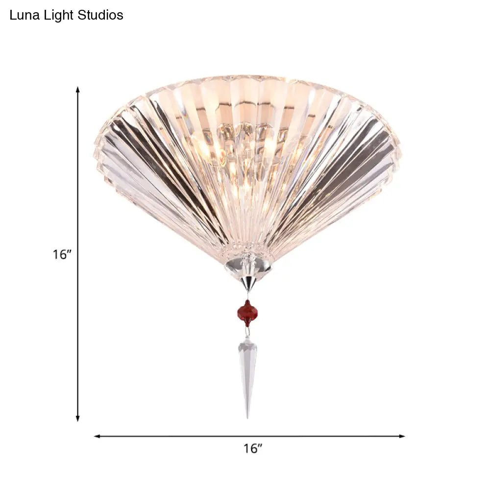 Conical Ceiling Mounted Light With Clear Faceted Crystal: Simple And Sufficient Lighting For
