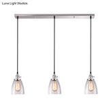 Conical Clear Glass Pendant Light Set - 3 Lights Industrial Style Chrome Finish