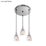 Conical Clear Glass Pendant Light Set - 3 Lights Industrial Style Chrome Finish