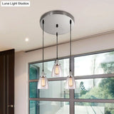 Conical Clear Glass Pendant Light Set - 3 Lights Industrial Style Chrome Finish