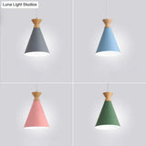 Conical Drop Pendant Ceiling Light With 1 Bulb Macaron Style For Living Rooms