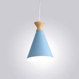 Conical Drop Pendant Ceiling Light With 1 Bulb Macaron Style For Living Rooms Blue