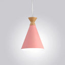 Conical Drop Pendant Ceiling Light With 1 Bulb Macaron Style For Living Rooms Pink