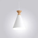 Conical Drop Pendant Ceiling Light With 1 Bulb Macaron Style For Living Rooms White