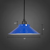 Conical Metal Hanging Light With Rolled Edge - 1-Light Ceiling Suspension Lamp For Loft Décor Blue