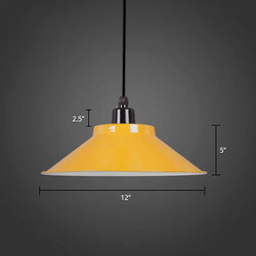 Conical Metal Hanging Light With Rolled Edge - 1-Light Ceiling Suspension Lamp For Loft Décor