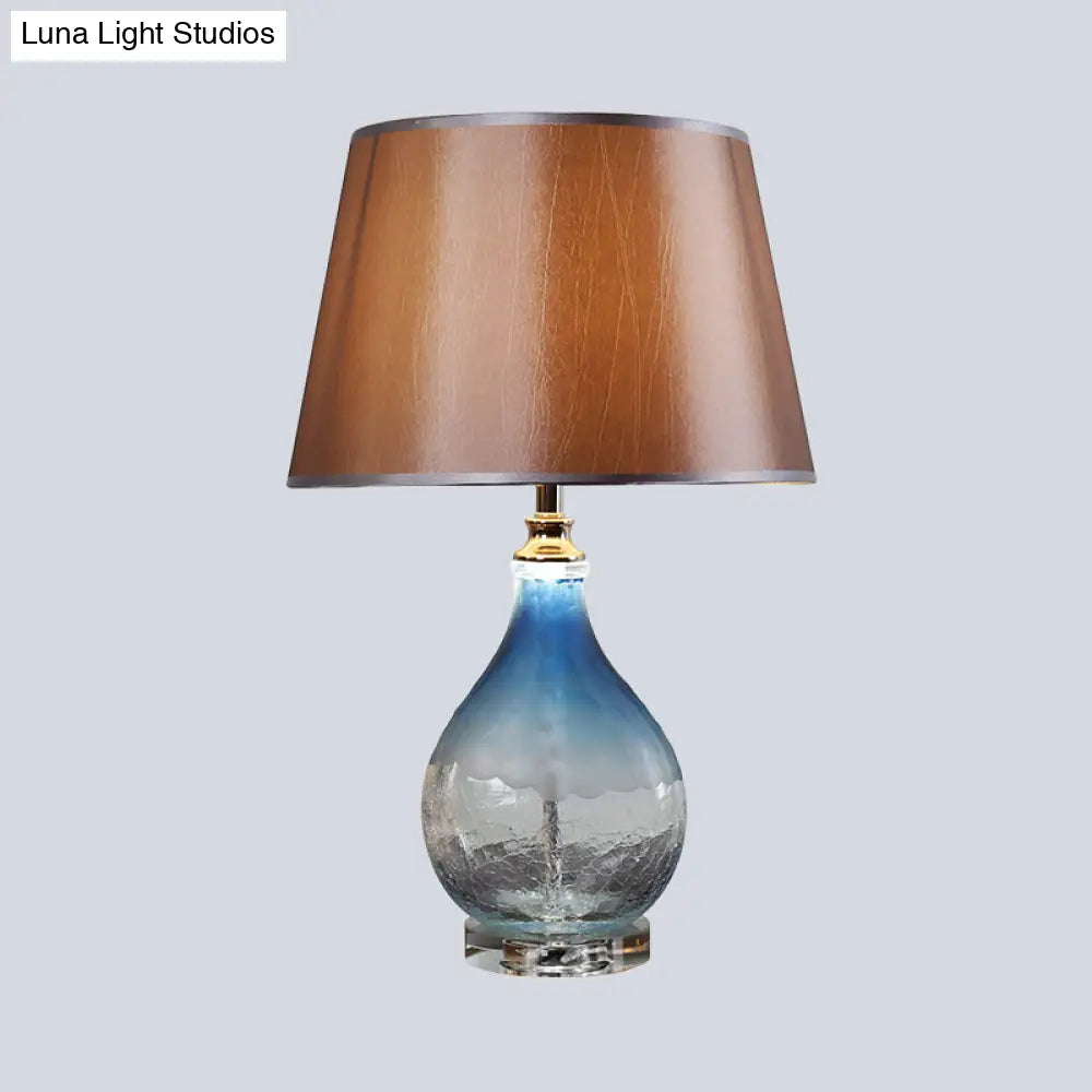 Conical Nightstand Lamp - Modernist Fabric Reading Light In Dark Coffee