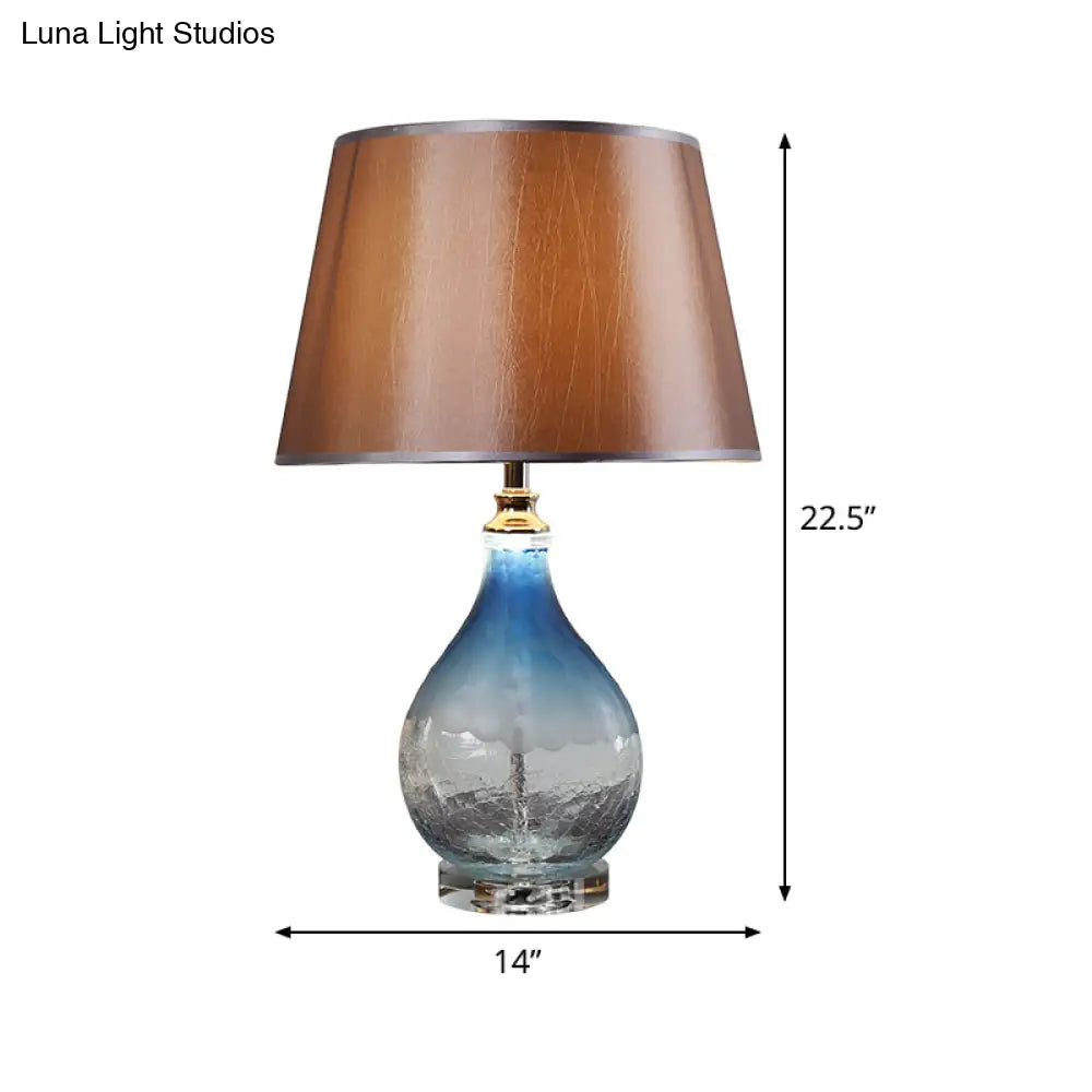 Conical Nightstand Lamp - Modernist Fabric Reading Light In Dark Coffee
