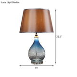 Conical Nightstand Lamp - Modernist Fabric Reading Light In Dark Coffee