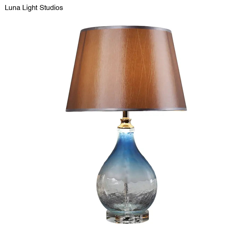 Conical Nightstand Lamp - Modernist Fabric Reading Light In Dark Coffee