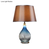 Conical Nightstand Lamp - Modernist Fabric Reading Light In Dark Coffee