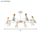 Conical Shade Hanging Chandelier With 8 Bulbs - Simple Style Metal Ceiling Lamp For Living Room