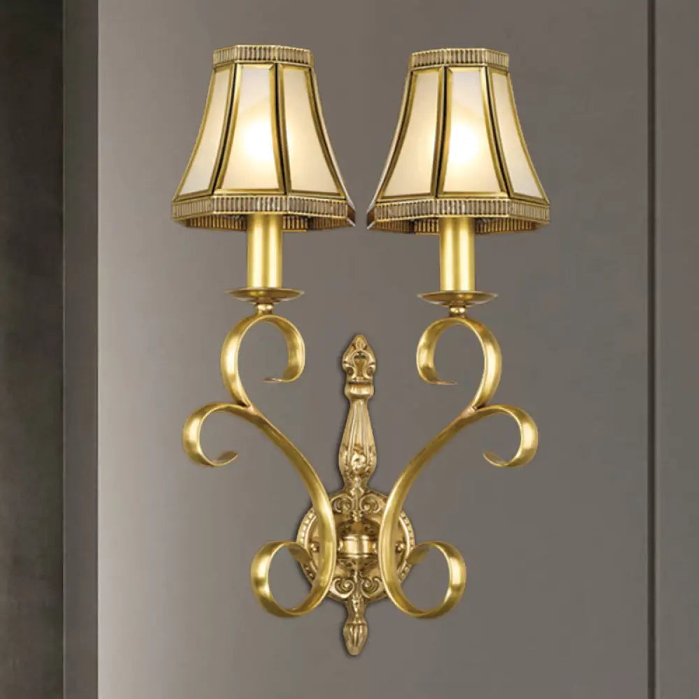 Conical Wall Mount Light - Traditional Brass Metal Fixture With 1/2-Light Lighting 2 /