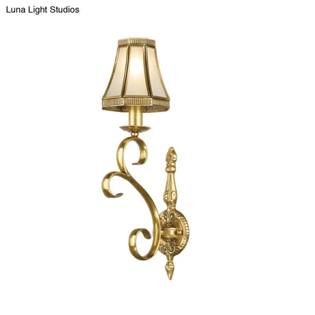 Conical Wall Mount Light - Traditional Brass Metal Fixture With 1/2-Light Lighting