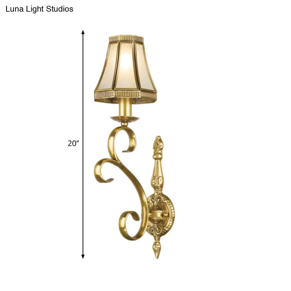 Conical Wall Mount Light - Traditional Brass Metal Fixture With 1/2-Light Lighting