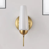 Contemporary 1/2-Light Conical Sconce Wall Lamp In Gold With Opal Glossy Glass 1 /