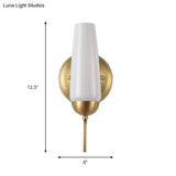 Contemporary 1/2-Light Conical Sconce Wall Lamp In Gold With Opal Glossy Glass
