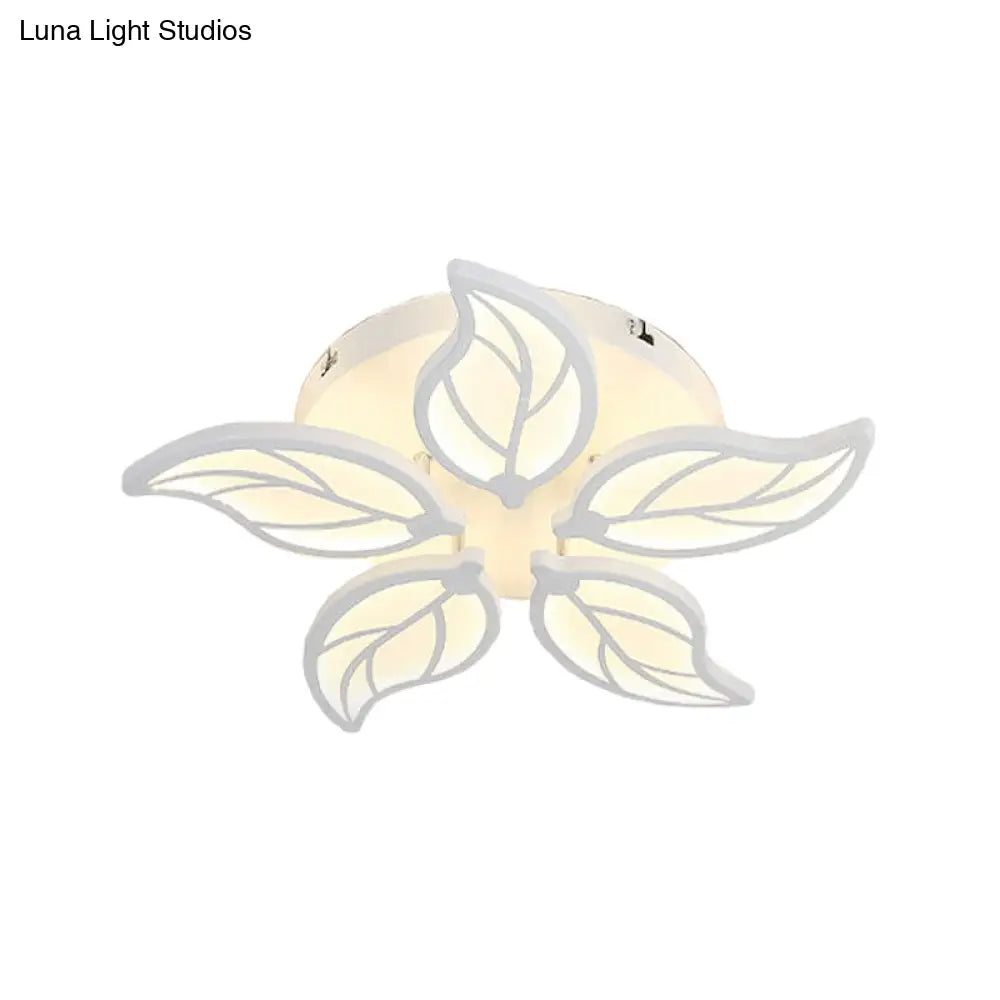 Contemporary 1/2-Tier Acrylic Flush Ceiling Lamp With Leaf Design And Warm/White Led Light