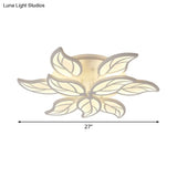 Contemporary 1/2-Tier Acrylic Flush Ceiling Lamp With Leaf Design And Warm/White Led Light