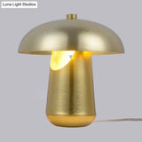 Contemporary 1-Head Metallic Nightstand Lamp In Bronze/Rose Gold - Table Lighting For Dining