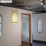 Contemporary 1-Light Beige Bamboo Shade Pendant Ceiling Lamp