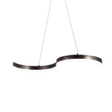 Contemporary 1-Light Chandelier - 25.5/31.5 Wide Brown S-Shaped Pendant With Acrylic Shade In