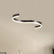 Contemporary 1-Light Chandelier - 25.5/31.5 Wide Brown S-Shaped Pendant With Acrylic Shade In
