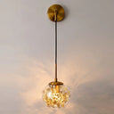 Contemporary 1-Light Clear Glass Bubble Wall Lamp With Foil Flower Decor Gold / Small